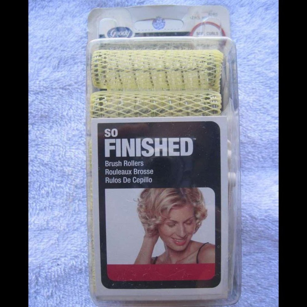 12 Goody 2006 Small Brush Rollers Classic Hair Curlers White Holding Pins Finish